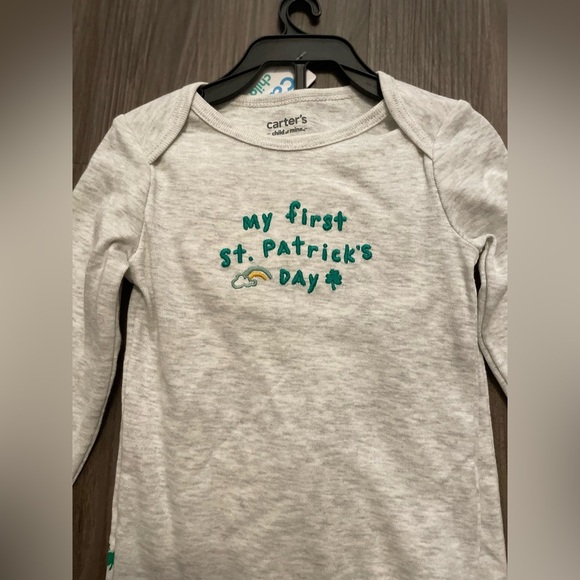 Carter's Gray and Green St. Patrick's Day Baby matching set size 12 months - Picture 2 of 5
